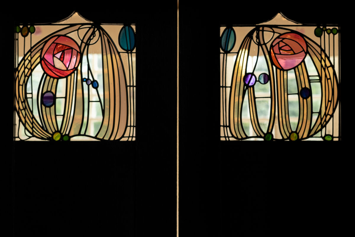 Beautiful stained glass windows at Scottish wedding
