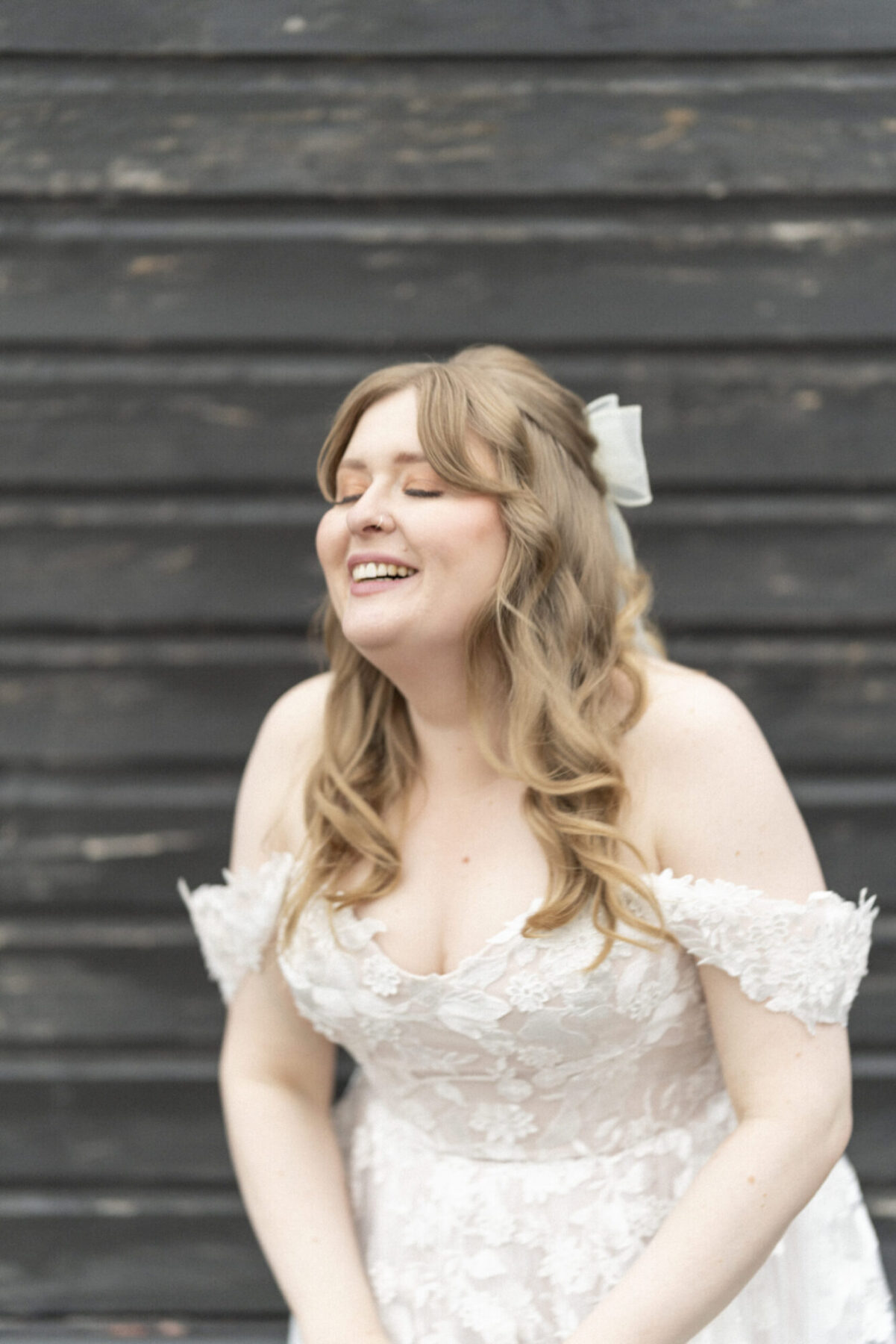 Scottish bride laughing happy portrait